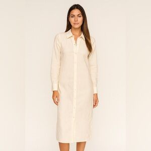 L’ Academie Crinkle Button Down Shirt Dress in Cream Size Medium